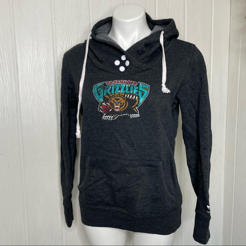Adidas Vancouver Grizzlies 4 Snap Hoodie Sweatshirt M Gray Pullover